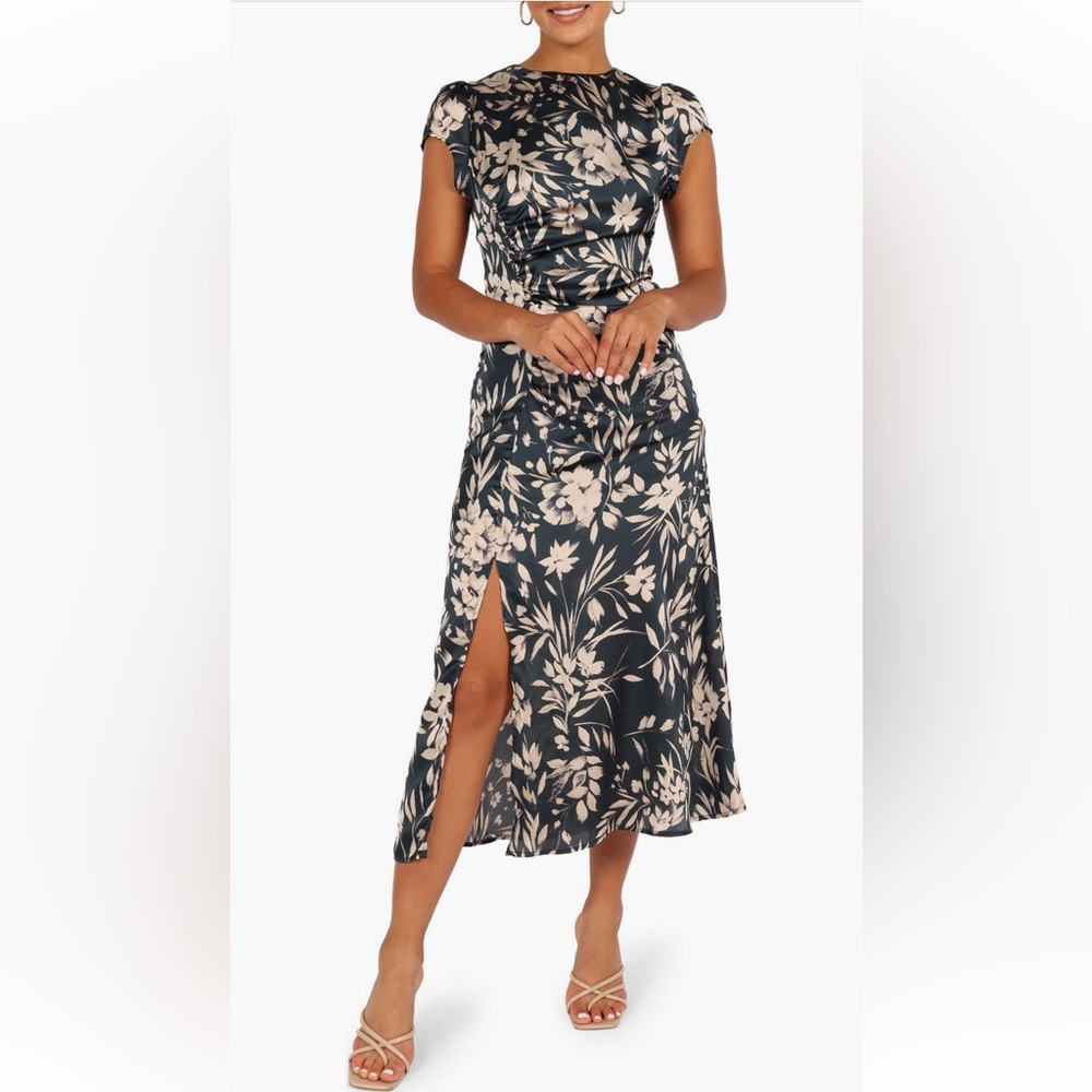 Petal & Pup Black and Cream Floral Midi Dress